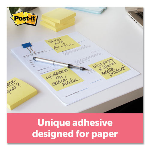 Post-it® Notes wholesale. Original Pads In Canary Yellow, 3 X 3, 100-sheet, 12-pack. HSD Wholesale: Janitorial Supplies, Breakroom Supplies, Office Supplies.