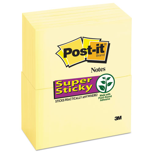 Post-it® Notes Super Sticky wholesale. Canary Yellow Note Pads, 3 X 5, 90-sheet, 12-pack. HSD Wholesale: Janitorial Supplies, Breakroom Supplies, Office Supplies.