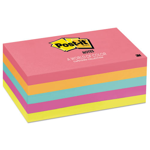 Post-it® Notes wholesale. Original Pads In Cape Town Colors, 3 X 5, 100-sheet, 5-pack. HSD Wholesale: Janitorial Supplies, Breakroom Supplies, Office Supplies.