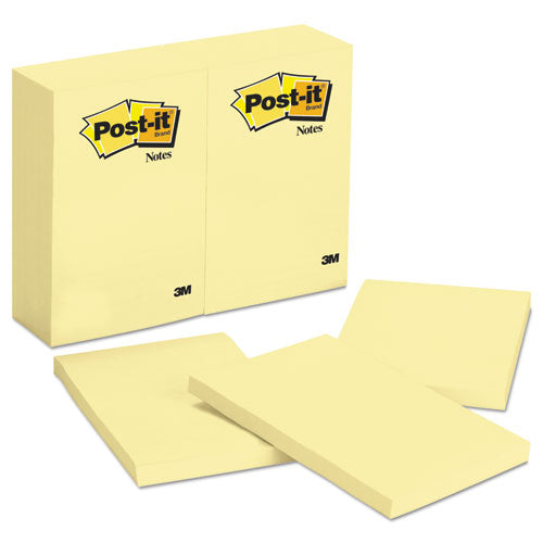 Post-it® Notes wholesale. Original Pads In Canary Yellow, 4 X 6, 100-sheet, 12-pack. HSD Wholesale: Janitorial Supplies, Breakroom Supplies, Office Supplies.