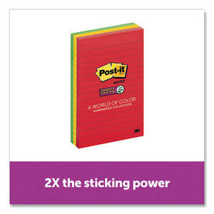 Post-it® Notes Super Sticky wholesale. Pads In Marrakesh Colors, Lined, 4 X 6, 90-sheet, 3-pack. HSD Wholesale: Janitorial Supplies, Breakroom Supplies, Office Supplies.