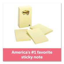 Load image into Gallery viewer, Post-it® Notes wholesale. Original Pads In Canary Yellow, Lined, 4 X 6, 100-sheet, 5-pack. HSD Wholesale: Janitorial Supplies, Breakroom Supplies, Office Supplies.