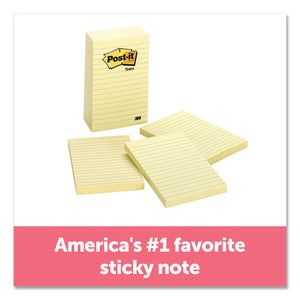 Post-it® Notes wholesale. Original Pads In Canary Yellow, Lined, 4 X 6, 100-sheet, 5-pack. HSD Wholesale: Janitorial Supplies, Breakroom Supplies, Office Supplies.