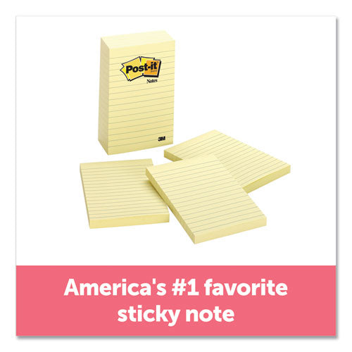Post-it® Notes wholesale. Original Pads In Canary Yellow, Lined, 4 X 6, 100-sheet, 5-pack. HSD Wholesale: Janitorial Supplies, Breakroom Supplies, Office Supplies.