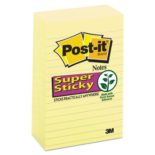 Post-it® Notes Super Sticky wholesale. Canary Yellow Note Pads, Lined, 4 X 6, 90-sheet, 5-pack. HSD Wholesale: Janitorial Supplies, Breakroom Supplies, Office Supplies.