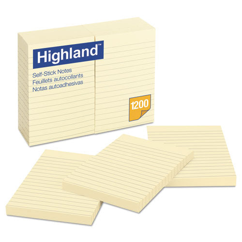 Highland™ wholesale. Self-stick Notes, 4 X 6, Yellow, 100-sheet. HSD Wholesale: Janitorial Supplies, Breakroom Supplies, Office Supplies.
