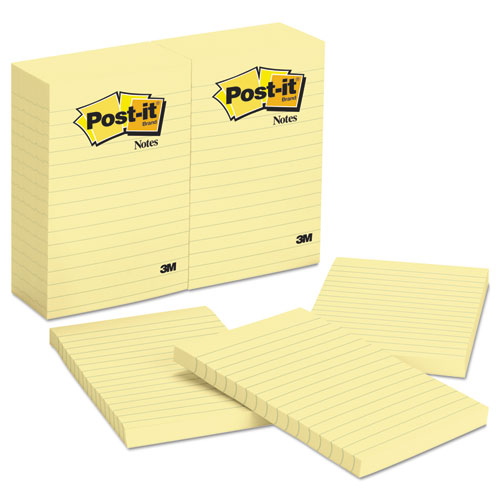 Post-it® Notes wholesale. Original Pads In Canary Yellow, Lined, 4 X 6, 100-sheet, 12-pack. HSD Wholesale: Janitorial Supplies, Breakroom Supplies, Office Supplies.