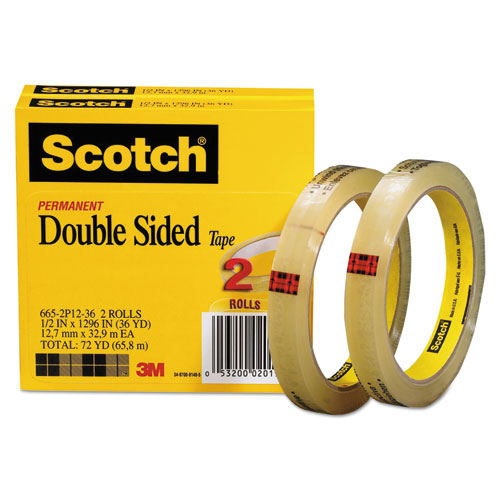 Scotch® wholesale. Scotch Double-sided Tape, 3" Core, 0.5" X 36 Yds, Clear, 2-pack. HSD Wholesale: Janitorial Supplies, Breakroom Supplies, Office Supplies.