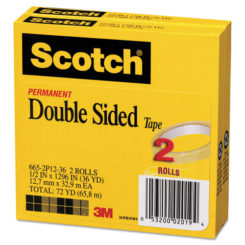 Scotch® wholesale. Scotch Double-sided Tape, 3" Core, 0.5" X 36 Yds, Clear, 2-pack. HSD Wholesale: Janitorial Supplies, Breakroom Supplies, Office Supplies.