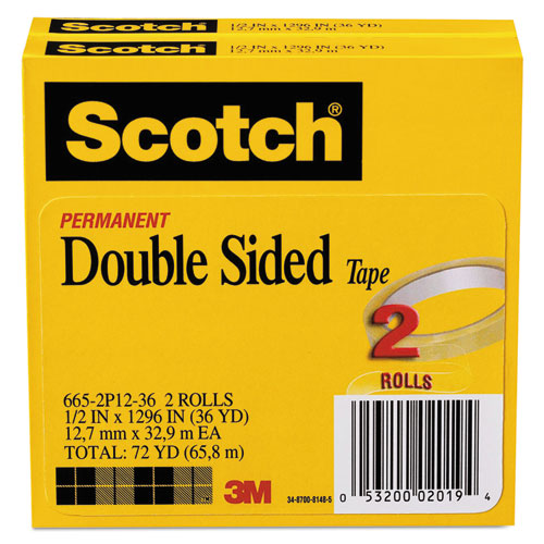 Scotch® wholesale. Scotch Double-sided Tape, 3" Core, 0.5" X 36 Yds, Clear, 2-pack. HSD Wholesale: Janitorial Supplies, Breakroom Supplies, Office Supplies.