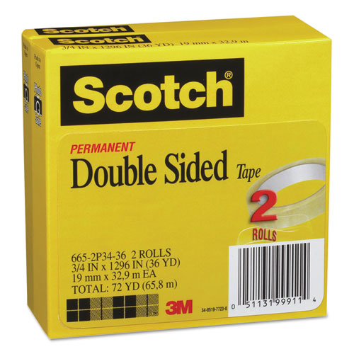 Scotch® wholesale. Scotch Double-sided Tape, 3" Core, 0.75" X 36 Yds, Clear, 2-pack. HSD Wholesale: Janitorial Supplies, Breakroom Supplies, Office Supplies.