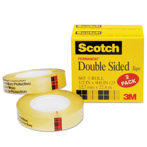 Scotch® wholesale. Scotch™ Double-sided Tape, 1" Core, 0.5" X 75 Ft, Clear, 2-pack. HSD Wholesale: Janitorial Supplies, Breakroom Supplies, Office Supplies.