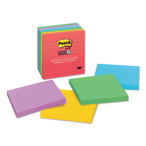 Post-it® Notes Super Sticky wholesale. Pads In Marrakesh Colors, Lined, 4 X 4, 90-sheet, 6-pack. HSD Wholesale: Janitorial Supplies, Breakroom Supplies, Office Supplies.