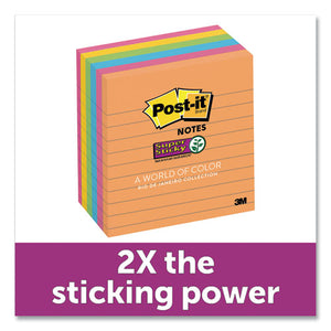 Post-it® Notes Super Sticky wholesale. Pads In Rio De Janeiro Colors, Lined, 4 X 4, 90-sheet Pads, 6-pack. HSD Wholesale: Janitorial Supplies, Breakroom Supplies, Office Supplies.