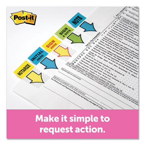 Post-it® Flags wholesale. Arrow Message 1" Page Flags, "initial Here", Blue, 2 50-flag Dispensers-pack. HSD Wholesale: Janitorial Supplies, Breakroom Supplies, Office Supplies.