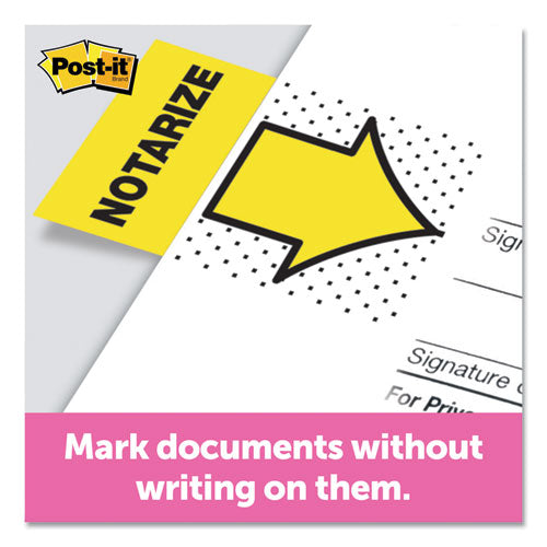 Post-it® Flags wholesale. Arrow Message 1" Page Flags, "notarize," Yellow, 2 50-flag Dispensers-pack. HSD Wholesale: Janitorial Supplies, Breakroom Supplies, Office Supplies.