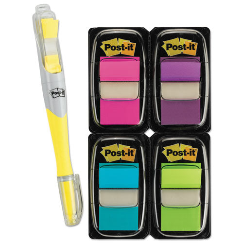 Post-it® Flags wholesale. Page Flag Value Pack, Assorted Colors, 200 Flags And Highlighter With 50 Flags. HSD Wholesale: Janitorial Supplies, Breakroom Supplies, Office Supplies.