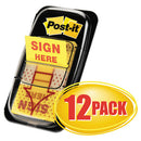 Post-it® Flags wholesale. Arrow Message 1" Page Flags, Sign Here, Yellow, 50-dispenser, 12 Dispensers-pk. HSD Wholesale: Janitorial Supplies, Breakroom Supplies, Office Supplies.