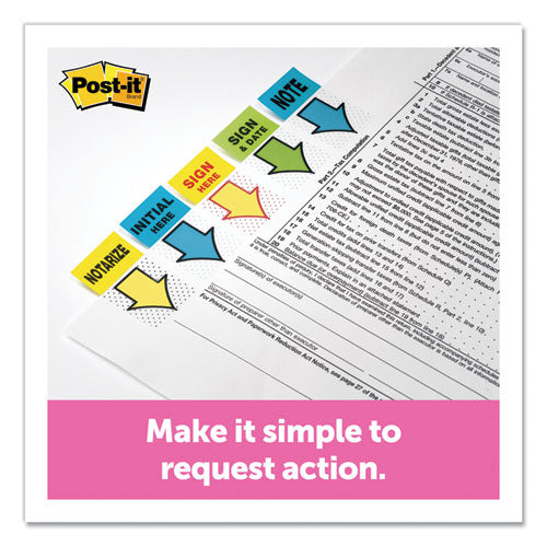 Post-it® Flags wholesale. Arrow Message 1" Page Flags, Sign Here, Yellow, 50-dispenser, 12 Dispensers-pk. HSD Wholesale: Janitorial Supplies, Breakroom Supplies, Office Supplies.