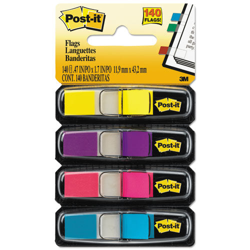 Post-it® Flags wholesale. Small Page Flags In Dispensers, 0.5" X 1.75", Four Colors, 35-color, 4 Dispensers-pack. HSD Wholesale: Janitorial Supplies, Breakroom Supplies, Office Supplies.