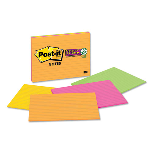 Post-it® Notes Super Sticky wholesale. Meeting Notes In Rio De Janeiro Colors, Lined, 8 X 6, 45-sheet, 4-pack. HSD Wholesale: Janitorial Supplies, Breakroom Supplies, Office Supplies.