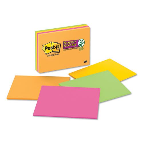 Post-it® Notes Super Sticky wholesale. Super Sticky Meeting Notes In Rio De Janeiro Colors, 8 X 6, 45-sheet, 4-pack. HSD Wholesale: Janitorial Supplies, Breakroom Supplies, Office Supplies.