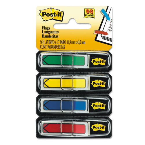 Post-it® Flags wholesale. Arrow 1-2" Page Flags, Assorted Primary, 24-color, 96-flags-pack. HSD Wholesale: Janitorial Supplies, Breakroom Supplies, Office Supplies.