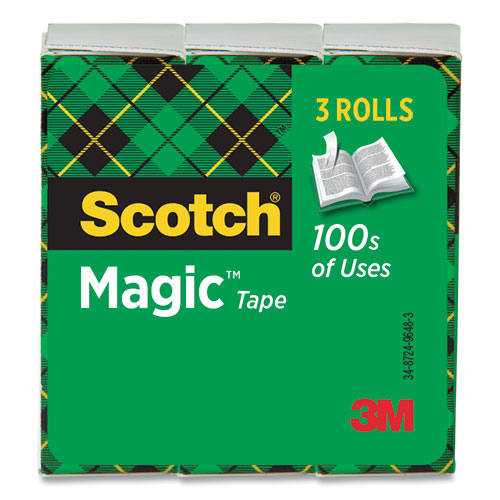 Scotch® wholesale. Scotch™ Magic Tape Refill, 3" Core, 1" X 72 Yds, Clear, 3-pack. HSD Wholesale: Janitorial Supplies, Breakroom Supplies, Office Supplies.