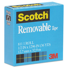 Load image into Gallery viewer, Scotch® wholesale. Scotch™ Removable Tape, 1&quot; Core, 0.5&quot; X 36 Yds, Transparent. HSD Wholesale: Janitorial Supplies, Breakroom Supplies, Office Supplies.