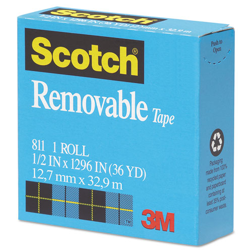 Scotch® wholesale. Scotch™ Removable Tape, 1" Core, 0.5" X 36 Yds, Transparent. HSD Wholesale: Janitorial Supplies, Breakroom Supplies, Office Supplies.