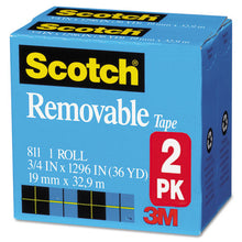 Load image into Gallery viewer, Scotch® wholesale. Scotch™ Removable Tape, 1&quot; Core, 0.75&quot; X 36 Yds, Transparent, 2-pack. HSD Wholesale: Janitorial Supplies, Breakroom Supplies, Office Supplies.