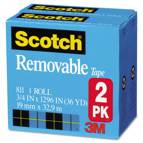 Scotch® wholesale. Scotch™ Removable Tape, 1" Core, 0.75" X 36 Yds, Transparent, 2-pack. HSD Wholesale: Janitorial Supplies, Breakroom Supplies, Office Supplies.