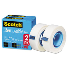 Load image into Gallery viewer, Scotch® wholesale. Scotch™ Removable Tape, 1&quot; Core, 0.75&quot; X 36 Yds, Transparent, 2-pack. HSD Wholesale: Janitorial Supplies, Breakroom Supplies, Office Supplies.