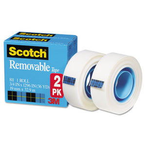 Scotch® wholesale. Scotch™ Removable Tape, 1" Core, 0.75" X 36 Yds, Transparent, 2-pack. HSD Wholesale: Janitorial Supplies, Breakroom Supplies, Office Supplies.