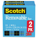 Scotch® wholesale. Scotch™ Removable Tape, 1" Core, 0.75" X 36 Yds, Transparent, 2-pack. HSD Wholesale: Janitorial Supplies, Breakroom Supplies, Office Supplies.