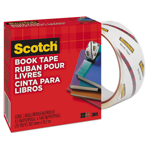 Scotch® wholesale. Scotch™ Book Tape, 3" Core, 1.5" X 15 Yds, Clear. HSD Wholesale: Janitorial Supplies, Breakroom Supplies, Office Supplies.