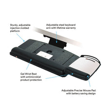 Load image into Gallery viewer, 3M™ wholesale. 3M™ Knob Adjust Keyboard Tray With Highly Adjustable Platform, Black. HSD Wholesale: Janitorial Supplies, Breakroom Supplies, Office Supplies.