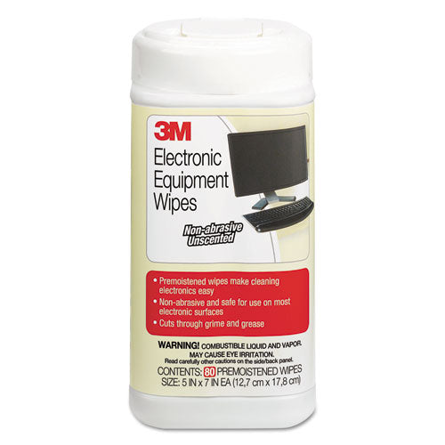3M™ wholesale. 3M™ Electronic Equipment Cleaning Wipes, 5 1-2 X 6 3-4, White, 80-canister. HSD Wholesale: Janitorial Supplies, Breakroom Supplies, Office Supplies.