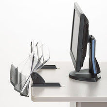 Load image into Gallery viewer, 3M™ wholesale. 3M™ In-line Adjustable Desktop Copyholder, Plastic, 150 Sheet Capacity, Black-clear. HSD Wholesale: Janitorial Supplies, Breakroom Supplies, Office Supplies.