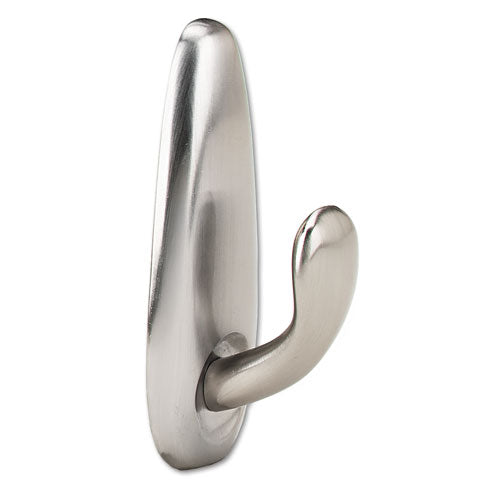 Command™ wholesale. Adhesive Mount Metal Hook, Medium, Brushed Nickel Finish, 1 Hook And 2 Strips-pack. HSD Wholesale: Janitorial Supplies, Breakroom Supplies, Office Supplies.