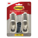 Command™ wholesale. Adhesive Mount Metal Hook, Large, Brushed Nickel Finish, 2 Hooks And 4 Strips-pack. HSD Wholesale: Janitorial Supplies, Breakroom Supplies, Office Supplies.