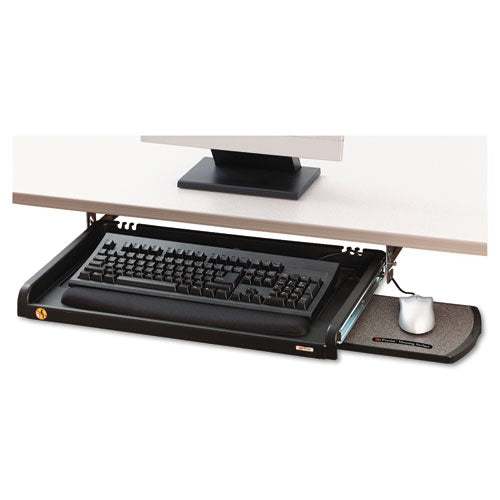 3M™ wholesale. 3M™ Under Desk Keyboard Drawer, 23w X 14d, Black. HSD Wholesale: Janitorial Supplies, Breakroom Supplies, Office Supplies.