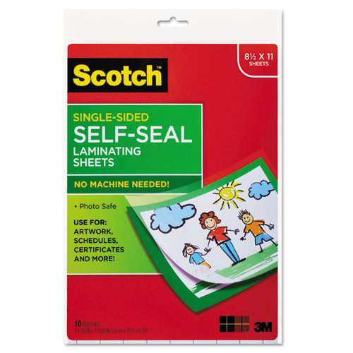 Scotch™ wholesale. Scotch Self-sealing Laminating Sheets, 6 Mil, 9.06" X 11.63", Gloss Clear, 10-pack. HSD Wholesale: Janitorial Supplies, Breakroom Supplies, Office Supplies.