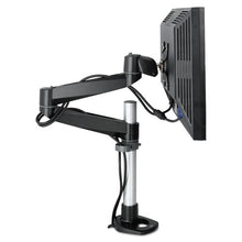 Load image into Gallery viewer, 3M™ wholesale. 3M™ Dual Monitor Swivel Arm, 360 Degree Rotation, +15 Degree--90 Degree Tilt, 180 Degree Pan, Black-gray, Supports 30 Lb. HSD Wholesale: Janitorial Supplies, Breakroom Supplies, Office Supplies.