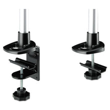 Load image into Gallery viewer, 3M™ wholesale. 3M™ Dual Monitor Swivel Arm, 360 Degree Rotation, +15 Degree--90 Degree Tilt, 180 Degree Pan, Black-gray, Supports 30 Lb. HSD Wholesale: Janitorial Supplies, Breakroom Supplies, Office Supplies.