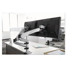 Load image into Gallery viewer, 3M™ wholesale. 3M™ Easy-adjust Desk Dual Arm Mount For 27&quot; Monitors, 360 Deg Rotation, +90--15 Deg Tilt, 360 Deg Pan, Silver, Supports 20 Lb. HSD Wholesale: Janitorial Supplies, Breakroom Supplies, Office Supplies.