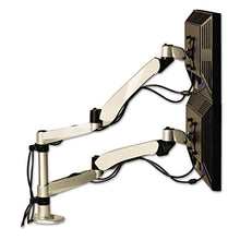 Load image into Gallery viewer, 3M™ wholesale. 3M™ Easy-adjust Desk Dual Arm Mount For 27&quot; Monitors, 360 Deg Rotation, +90--15 Deg Tilt, 360 Deg Pan, Silver, Supports 20 Lb. HSD Wholesale: Janitorial Supplies, Breakroom Supplies, Office Supplies.