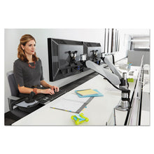 Load image into Gallery viewer, 3M™ wholesale. 3M™ Easy-adjust Desk Dual Arm Mount For 27&quot; Monitors, 360 Deg Rotation, +90--15 Deg Tilt, 360 Deg Pan, Silver, Supports 20 Lb. HSD Wholesale: Janitorial Supplies, Breakroom Supplies, Office Supplies.