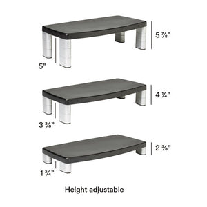 3M™ wholesale. 3M™ Extra-wide Adjustable Monitor Stand, 20" X 12" X 1" To 5.78", Silver-black, Supports 40 Lbs. HSD Wholesale: Janitorial Supplies, Breakroom Supplies, Office Supplies.