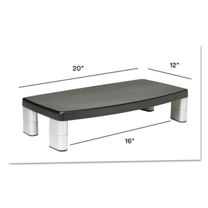 3M™ wholesale. 3M™ Extra-wide Adjustable Monitor Stand, 20" X 12" X 1" To 5.78", Silver-black, Supports 40 Lbs. HSD Wholesale: Janitorial Supplies, Breakroom Supplies, Office Supplies.